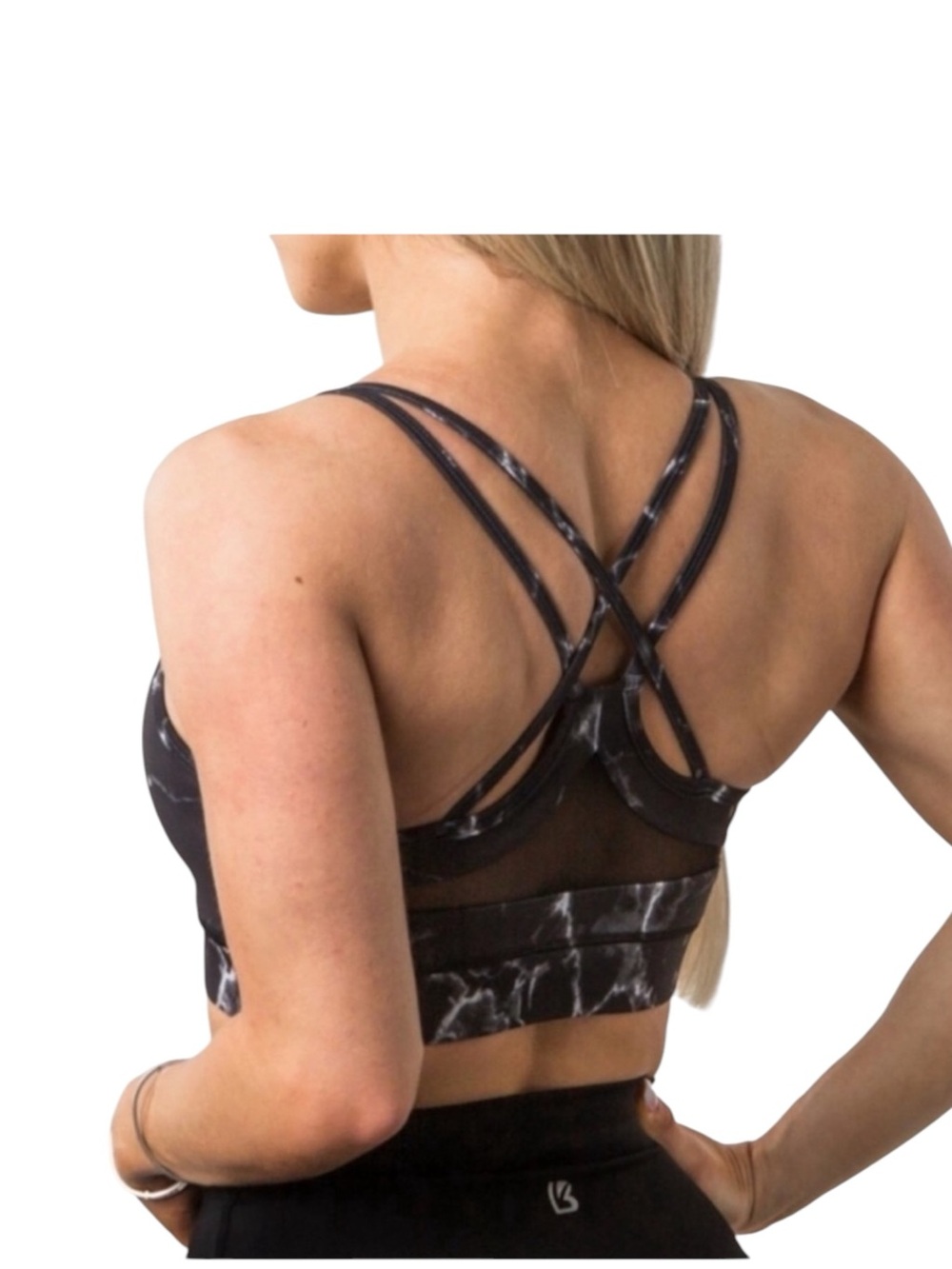 NWT Buffbunny Collection Black Marble Strappy Sports Bra Size Small Activewear - Picture 2 of 6